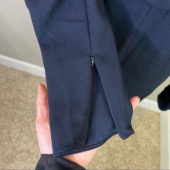 NEW The Kooples Daisy Bow Detail Crepe Navy Long Sleeve Mini Dress - Picture 10 of 12